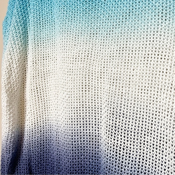 J. Crew 100% Linen Dip Dyed Beach Sweater Small blue ombré tie dye open knit - Picture 5 of 11